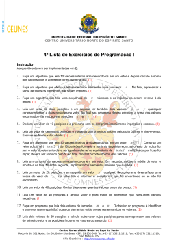 4&ordf; Lista de Exerc&iacute;cios de Programa&ccedil;&atilde;o I
