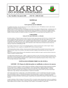 NOTÍCIAS - Diário da Justiça Eletrônico - TJRR