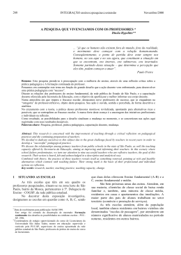 a pesquisa que vivenciamos com os professores