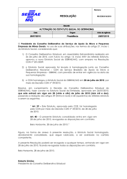 Estatuto Social do Sebrae em Minas Gerais