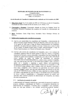 Reunião do Conselho de Administração 16/10/2009
