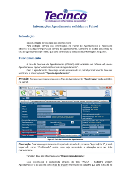 Informações Agendamento exibidas no Painel Introdução