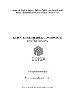 ecisa- engenharia, com&eacute;rcio e ind&uacute;stria s/a