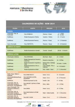 CALENDÁRIO DE AÇÕES - BOW 2014