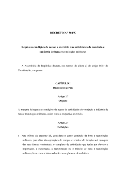 DECRETO N.&ordm; 304/X Regula as condi&ccedil;&otilde;es de acesso e exerc&iacute;cio