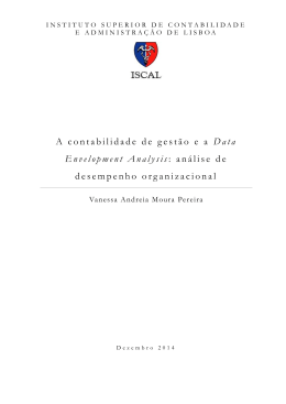 A contabilidade de gest&atilde;o e a Data Envelopment Analysis: an&aacute;lise