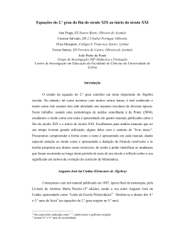 Equa&ccedil;&otilde;es do 2.&ordm; grau do fim do s&eacute;culo XIX ao in&iacute;cio do