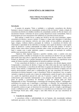 CONSCIÊNCIA DE DIREITOS Ediomar Fernandes Estock - PUC-Rio