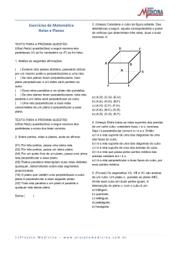 Exercícios de Matemática Retas e Planos