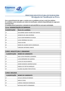 Processo Seletivo para Est&aacute;gio - 2016