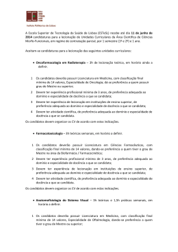 recebe até dia 11 de junho de 2014 candidaturas para a lecionaçã