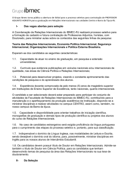Professor Adjunto Horista - Gradua&ccedil;&atilde;o em Rela&ccedil;&otilde;es