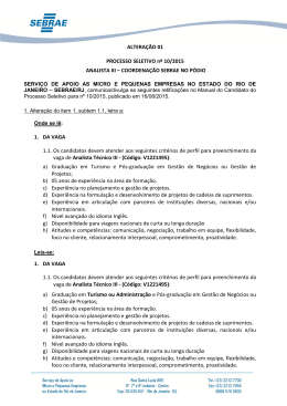 Alteração 01 – Manual do Candidato – Processo Seletivo – 10-2015