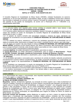 Edital - Conselho Regional de Contabilidade de Minas Gerais