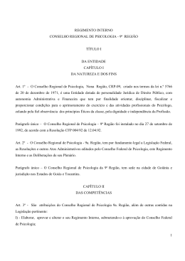 1 REGIMENTO INTERNO CONSELHO REGIONAL DE