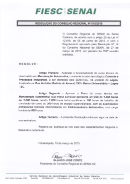 RESOLUÇÃO DO CONSELHO REGIONAL N° 015/2015 O
