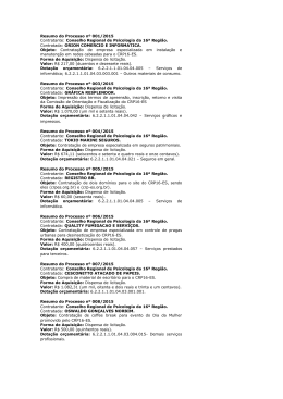 Resumo do Processo n&ordm; 001/2015 Contratante: Conselho Regional