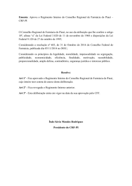 Ementa: Aprova o Regimento Interno do Conselho Regional de