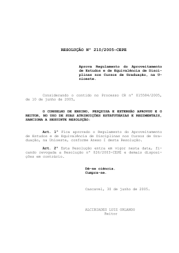 RESOLU&Ccedil;&Atilde;O N&ordm; 210/2005-CEPE