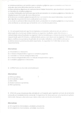 a) sintetiza prote&iacute;nas e as transfere para o complexo golgiense, que