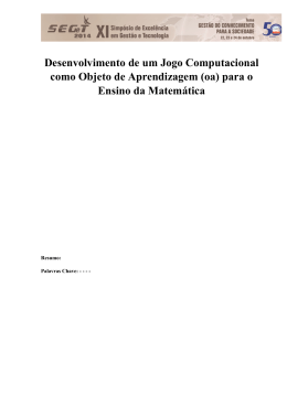 Desenvolvimento de um Jogo Computacional como Objeto