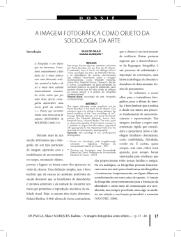 A imagem fotogr&aacute;fica como objeto da sociologia da arte