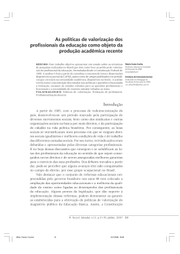 As pol&iacute;ticas de valoriza&ccedil;&atilde;o dos profissionais da educa&ccedil;&atilde;o