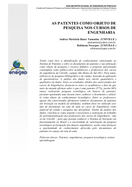 AS PATENTES COMO OBJETO DE PESQUISA NOS