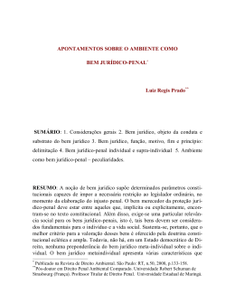 Apontamentos sobre o ambiente como bem jur&iacute;dico