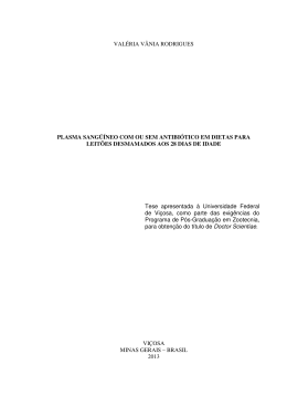 plasma sang&uuml;&iacute;neo com ou sem antibi&oacute;tico em dietas - Locus