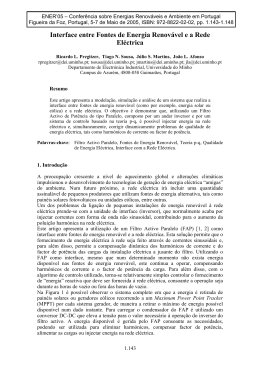 Interface entre Fontes de Energia Renov&aacute;vel e a Rede El&eacute;ctrica
