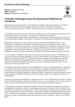 Funda&ccedil;&atilde;o Volkswagen lan&ccedil;a site educacional Plataforma do