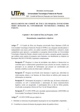 Regulamento do Comit&ecirc; de &Eacute;tica em Pesquisa (CEP)