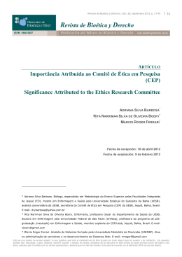 Import&acirc;ncia Atribu&iacute;da ao Comit&ecirc; de &Eacute;tica em Pesquisa (CEP
