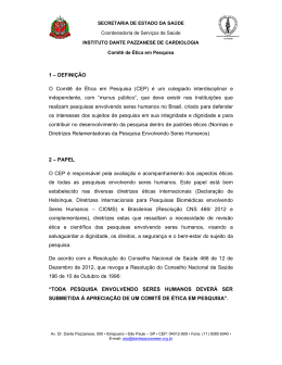 DEFINI&Ccedil;&Atilde;O O Comit&ecirc; de &Eacute;tica em Pesquisa