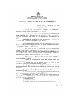 Dispõe sobre o Comitê de Ética em Pesquisa