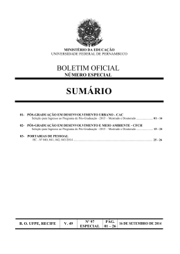 Sele&ccedil;&atilde;o 2015 - Universidade Federal de Pernambuco