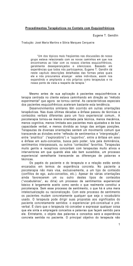1 Procedimentos Terap&ecirc;uticos no Contato com Esquizofr&ecirc;nicos