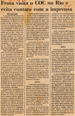 Frota visita o COC no Rio e evita contato com a imprensa