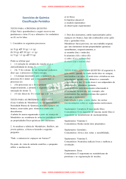 Exercícios de Química Classificação Periódica