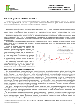 Processos qu&iacute;micos e tabela peri&oacute;dica