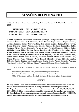 SESSÕES DO PLENÁRIO - Assembléia Legislativa da Bahia