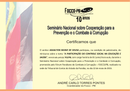 Focco &ndash; Certificado dos palestrantes.