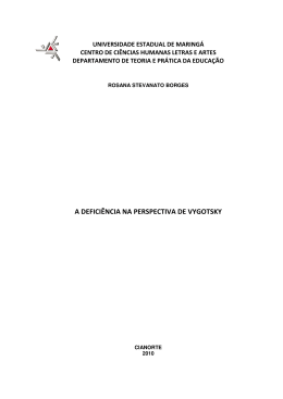 A DEFICIÊNCIA NA PERSPECTIVA DE VYGOTSKY