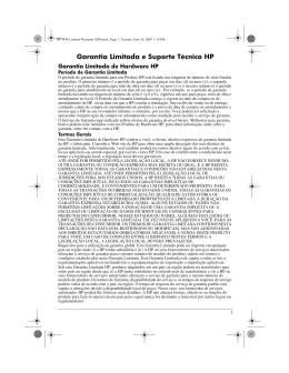 Garantia Limitada e Suporte T&eacute;cnico HP