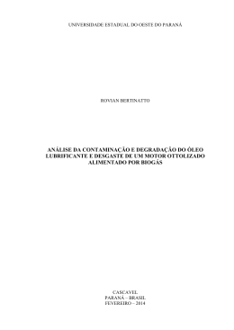 Análise da contaminação e degradação do óleo lubrificante e