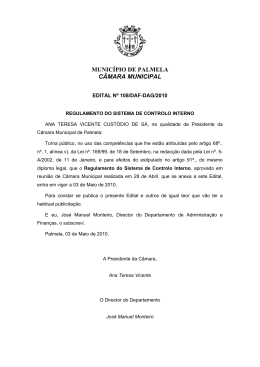 Regulamento do Sistema de Controlo Interno