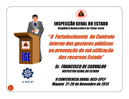 &ldquo; O Fortalecimento do Controlo interno dos gestores p&uacute;blicos na