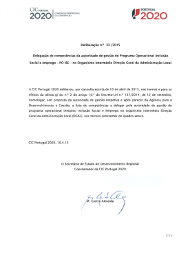 Deliberação da CIC Portugal 2020 | de 2015-04-10