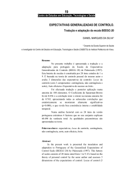 EXPECTATIVAS GENERALIZADAS DE CONTROLO.